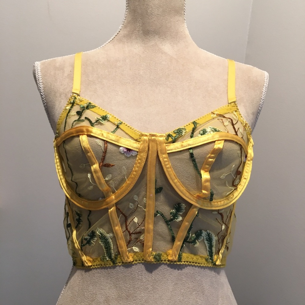 ROMWE Sheer Floral Embroidered Lace Underwire‎ Bra Large L